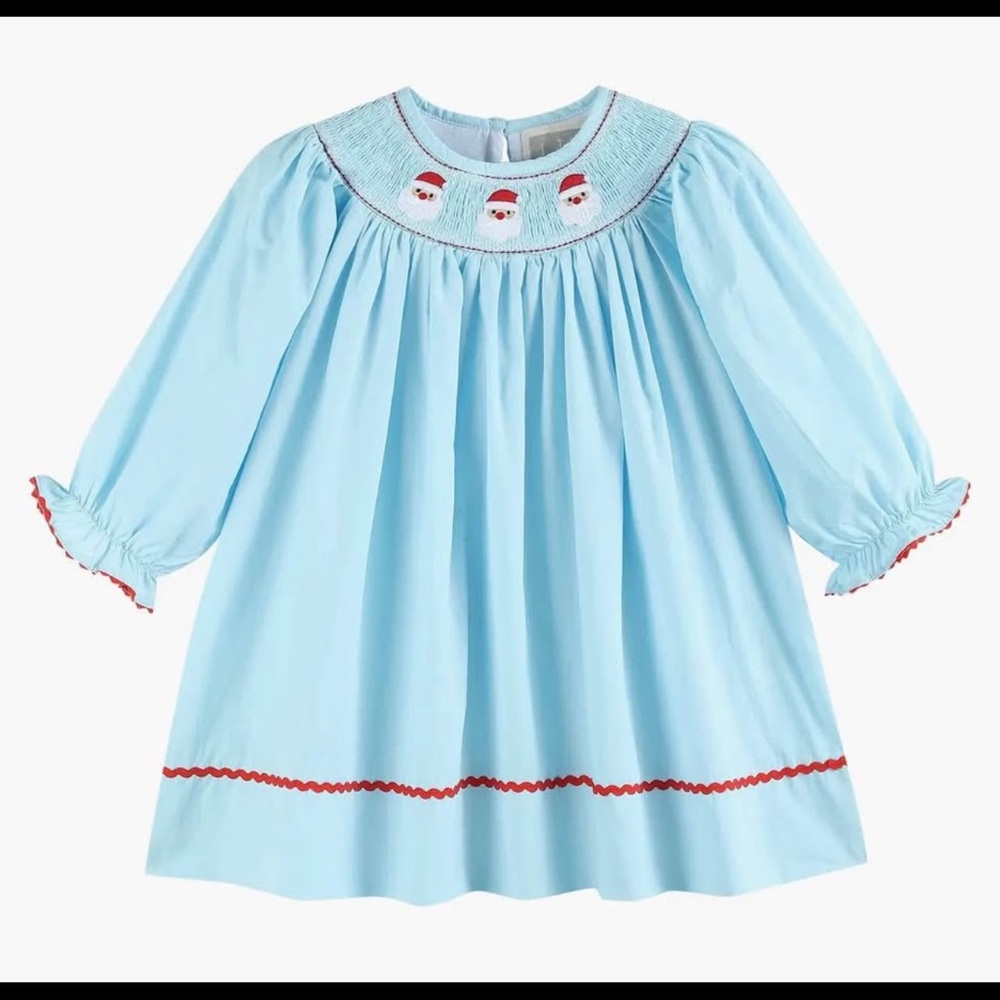 Lil Cactus Christmas Santa Holiday Smocked Dress
